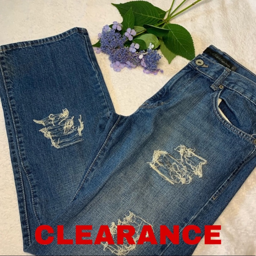 NWOT Calvin Klein Bootcut Distressed Jeans